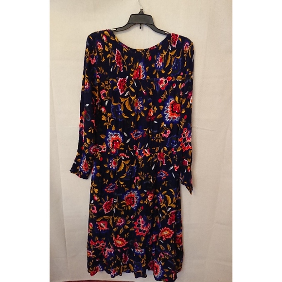 Royal Blue Long Sleeve Old Navy Floral Dress - Picture 2 of 8